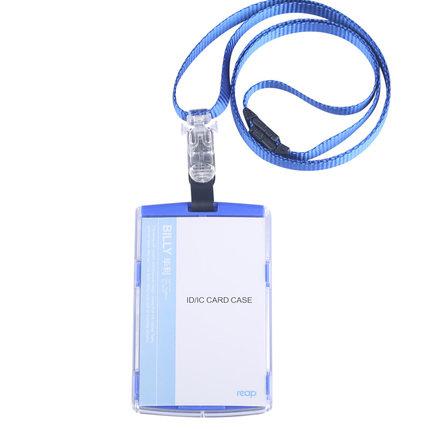 Porte-Badge multicolore d'affaires de étui pour carte d'identité acrylique avec des fournitures scolaires d'employé de lanière de sécurité (taille Standard): blue vertical