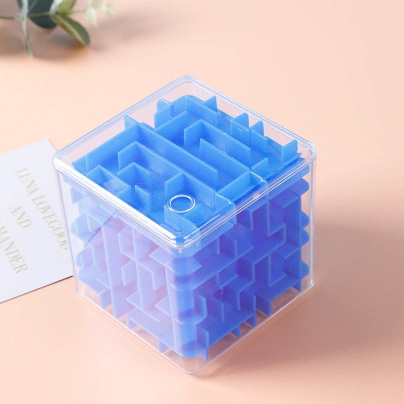 8CM Clear 3D Maze Magic Cube Labyrinth Unlock Six-sided Puzzle Rolling Ball Game Cubos Track Kids Educational Toys for Children