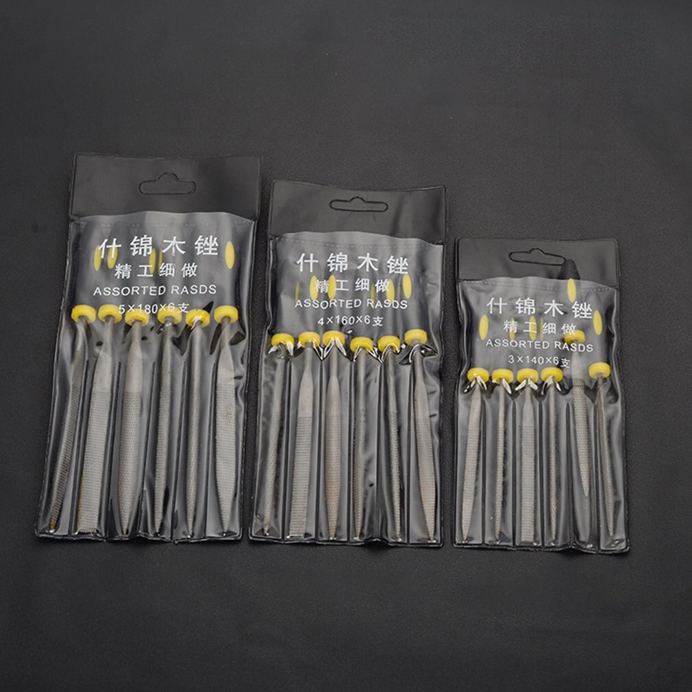 Mini Assorted Hand File Wood Rasp Set with Rubber Handlefor Wood, Metal, Leather, Fixing Chipped Glass & Ceramics