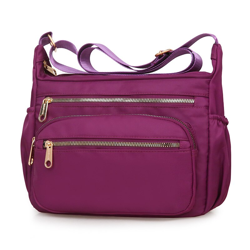 Multi-Functional Pockets Women's Shoulder Bag Durable Waterproof Light Nylon Fabric Messenger Bag Female