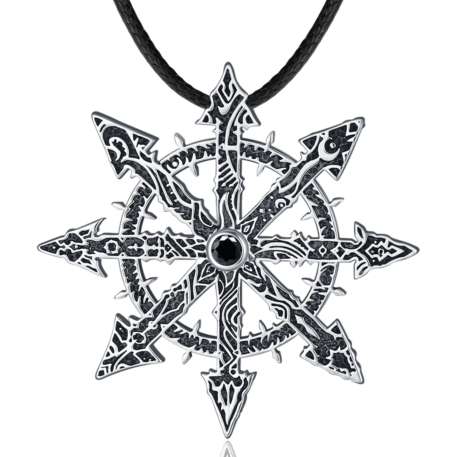 Eudora-colgante de estrella del caos de Plata de Ley 925, colgante mágico de estrella del caos, amuleto de rueda del caos de Kabbalah, joyería Punk para hombre