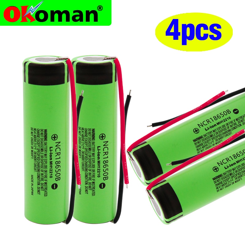 100% 18650 Batterij 3400 Mah 3.7 V Lithium Batterij Voor NCR18650B 3400 Mah Geschikt Voor Zaklamp Batterij + Diy lijn