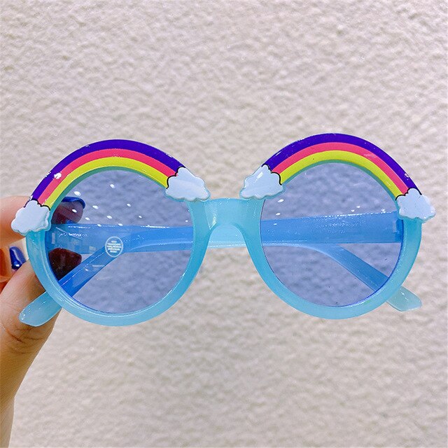 Ronde Zonnebril Kids Regenboog Zonnebril Meisjes Kinderen Kleurrijke Eye Lenzen Baby Shades Jongens Geel Brillen Driver Bril: Blue