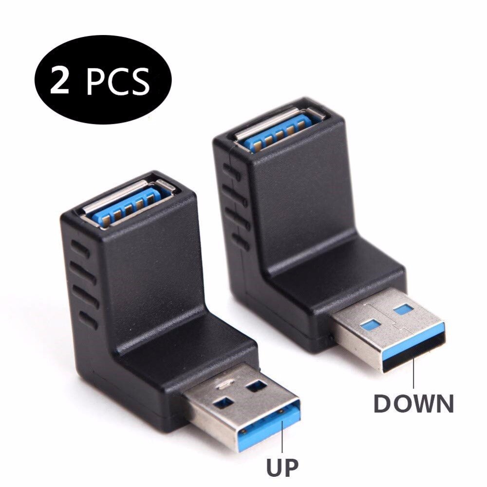 Adaptador USB 3,0, Conector de 90 grados macho a hembra, Combo Vertical arriba y abajo, acoplador de ángulo, 2 uds.