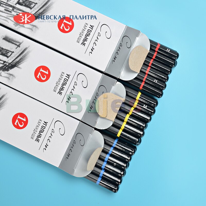 Wit Nachten Sonnet Houtskool Potloden, Natuurlijke Tekening Houtskool Hout, Uniform Kleuring