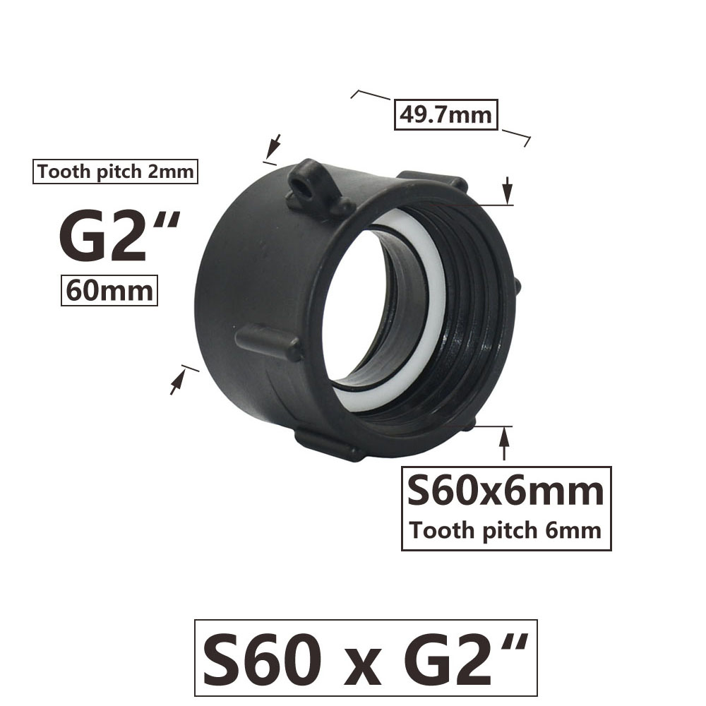 IBC Tank Adapter S60 To 1.5" 2" 63/75/80/100mm Male Female Thread Connector Water Tap Connectors Replace Ment Fittings Coupler