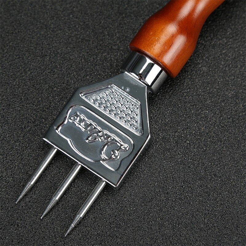 Sturdy Ice Chipper with Solid Wood Handle, 304 Stainless Steel Three Pronged Ice