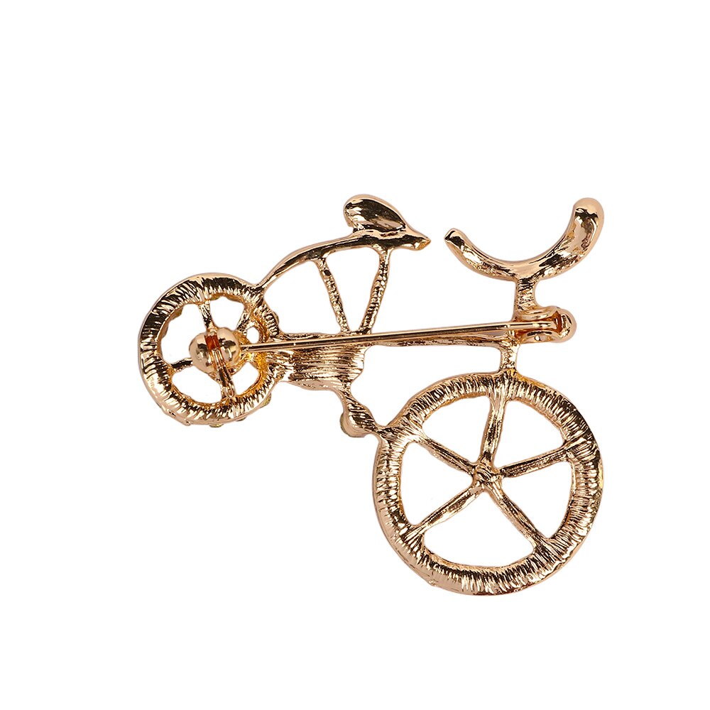 1Pcs Elegantie Goud Strass Fiets Vorm Mannen Vrouwen Unisex Twinkle Broche Pins Sieraden