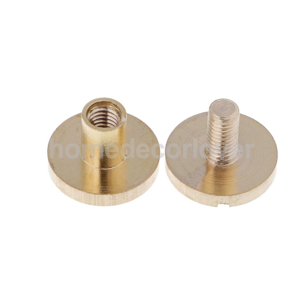 6 Sets Massief Messing Platte Ronde Kop Stud Screwback Leren Craft Chicago Schroeven