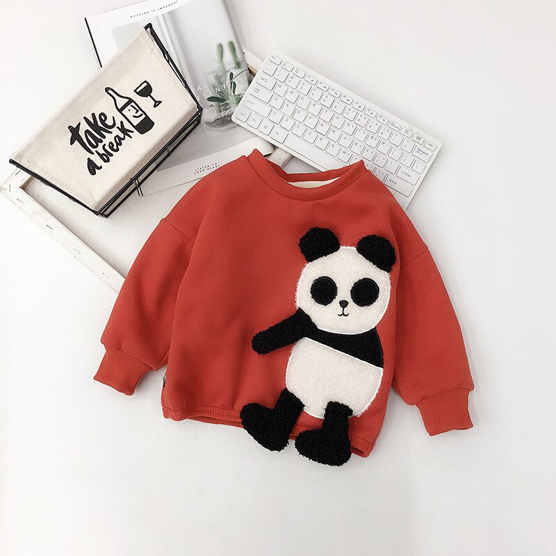 Benemaker vêtements pour enfants garçons pour fille pull d'hiver vêtements tout-petit enfant panda sweats polaire haut vêtements pour enfants  na525: Orange brûlé / 3t