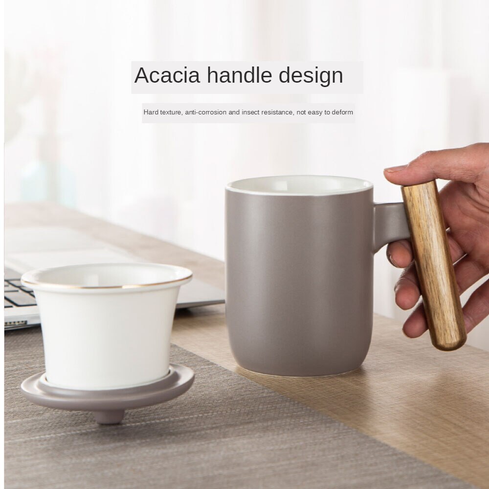 Teaware Ceramic Tea Mug with Infuser and Lid, 380ml Tea Cups Coffee Cup Set