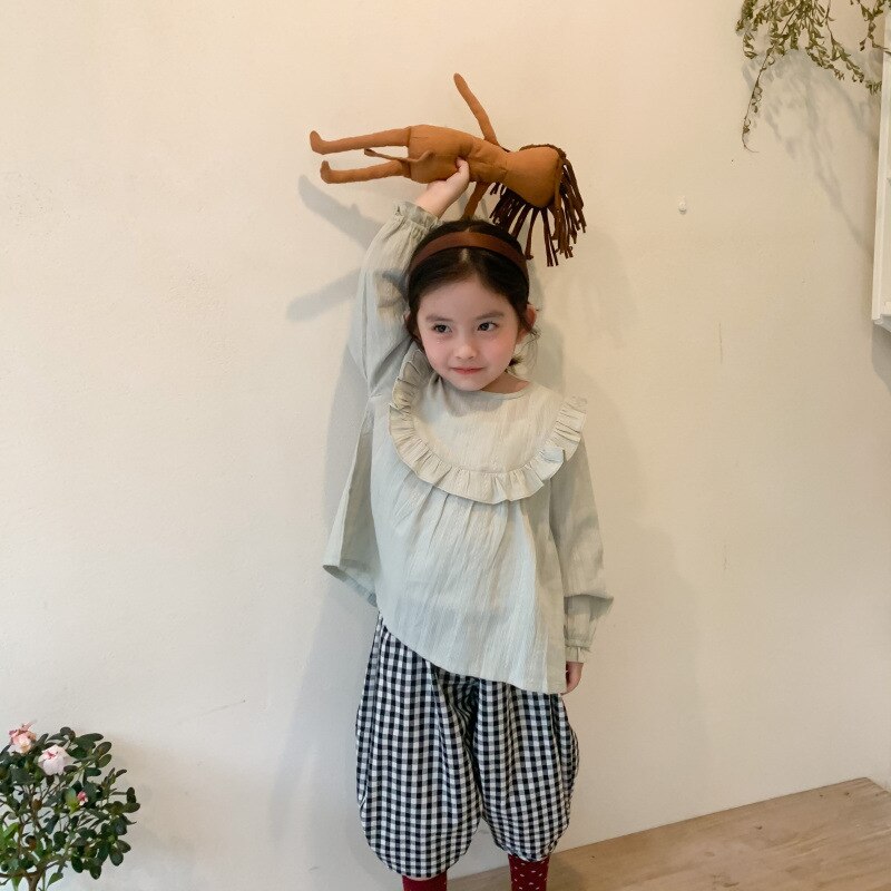 Spring Kids Baby Meisjes Ruches Blouses Shirts Baby Meisje Zoete Prinses Lange Mouwen Top Koreaanse Shirt Lolita Blouse