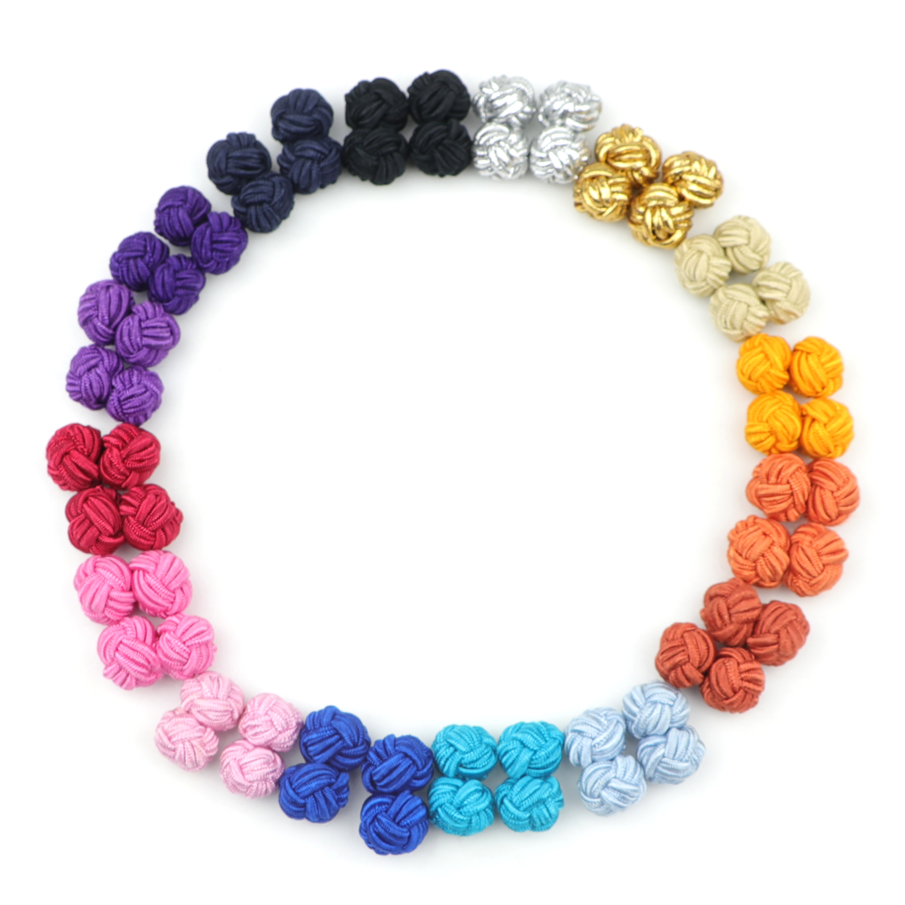 Gemelos con nudo de seda para hombre, gemelos con nudo de seda en colores sólidos, DIY, trenzado, hecho a mano, cuerda doble elástica, manguito de bola, de Novela