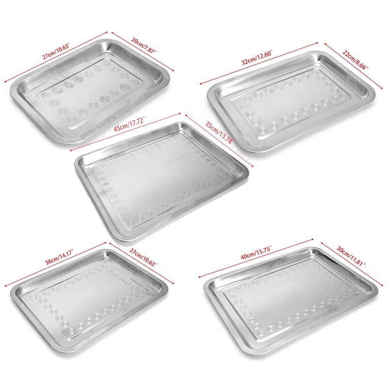 Stainless Steel Rectangular Plate Barbecue Grilled Fish Tray BBQ Food Container