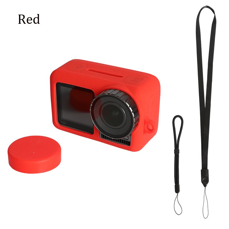 OSMO ACTION Silicone Protective Case Soft Cover + Lens Cap + Lanyard + Wrist Strap For DJI OSMO ACTION Action Camera Accessories