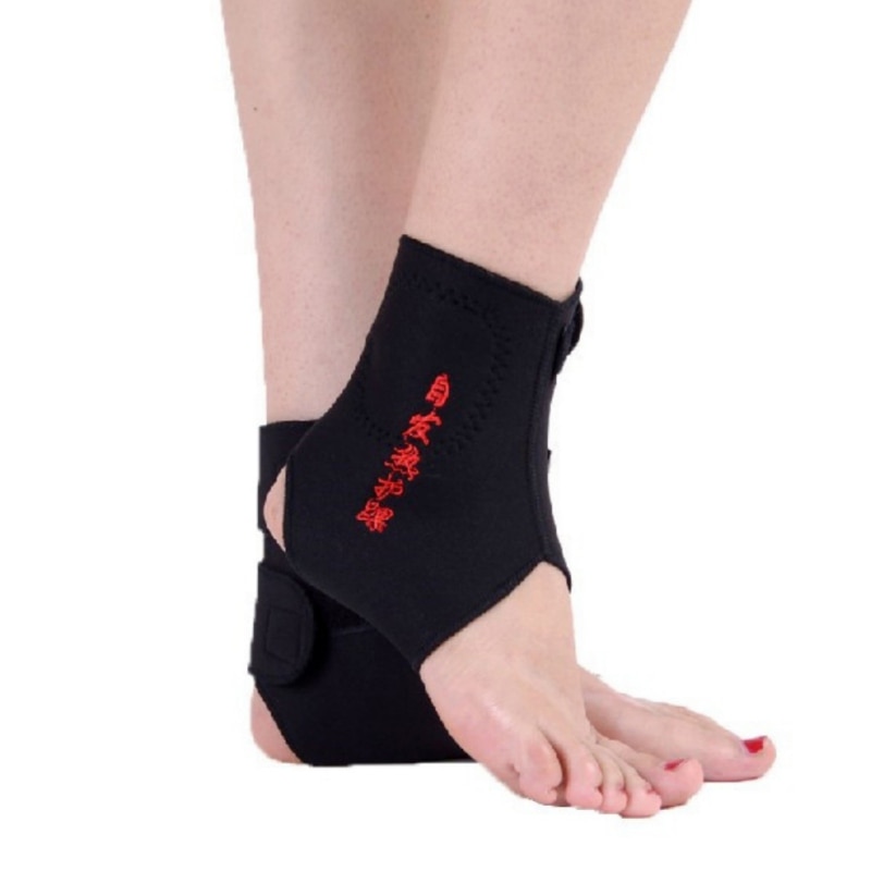 1 Pair Tourmaline Self-heating Far Infrared Magnetic Therapy Ankle Support Belt Brace Heel Massager Pain Relief Foot Health Care