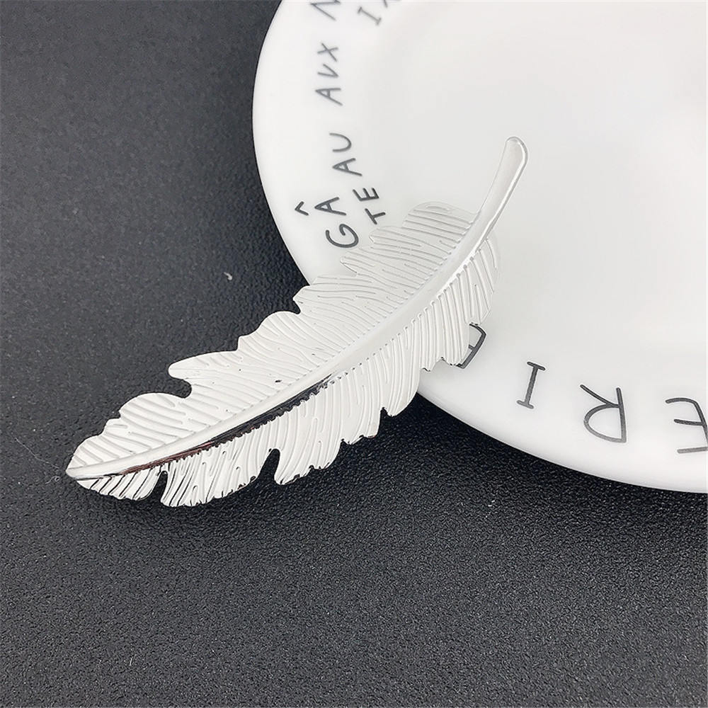 Pasadores con forma de hoja de plumas de Metal Vintage para mujeres y niñas, aleación de belleza, oro, plata, horquillas, joyería de , pinzas para el cabello: Gris