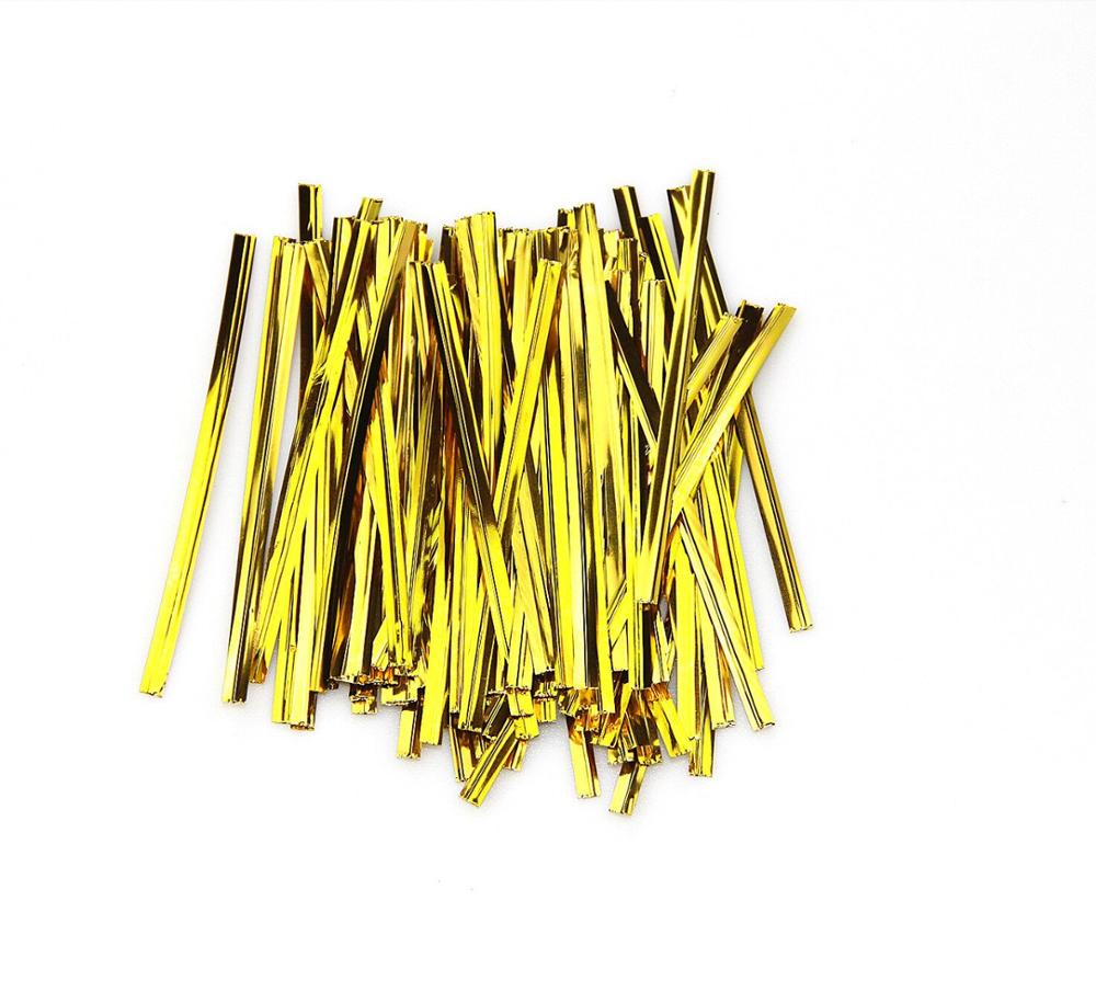 800 teile/paket Draht Metallic Twist Krawatten Für Cello Candy Tasche Stahl Backen Verpackung Ligation Lutscher Dessert Dicht Twist Krawatte