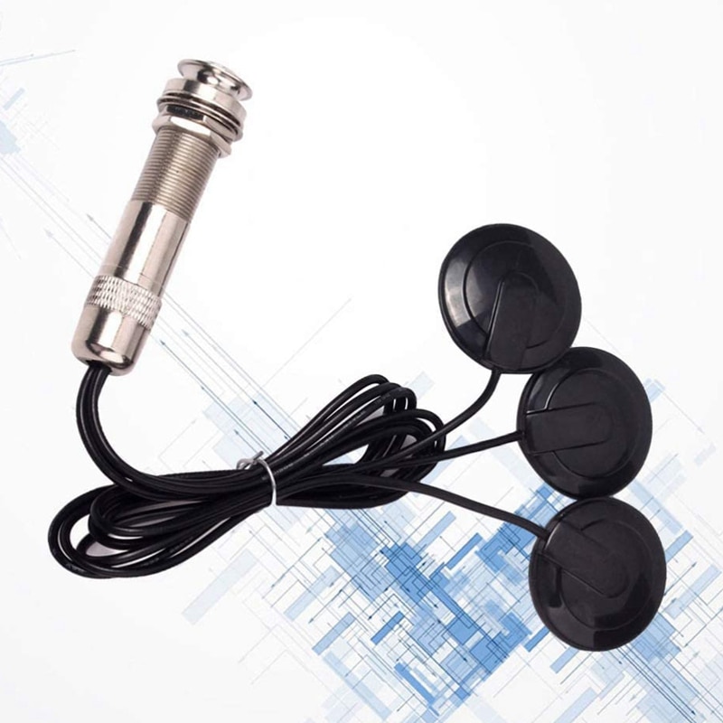 Gitaar Pickup Piezo Contact Microfoon Pickup 3 Transducer Pickup Systeem Voor Akoestische 6.35Mm Jack (Zwart)