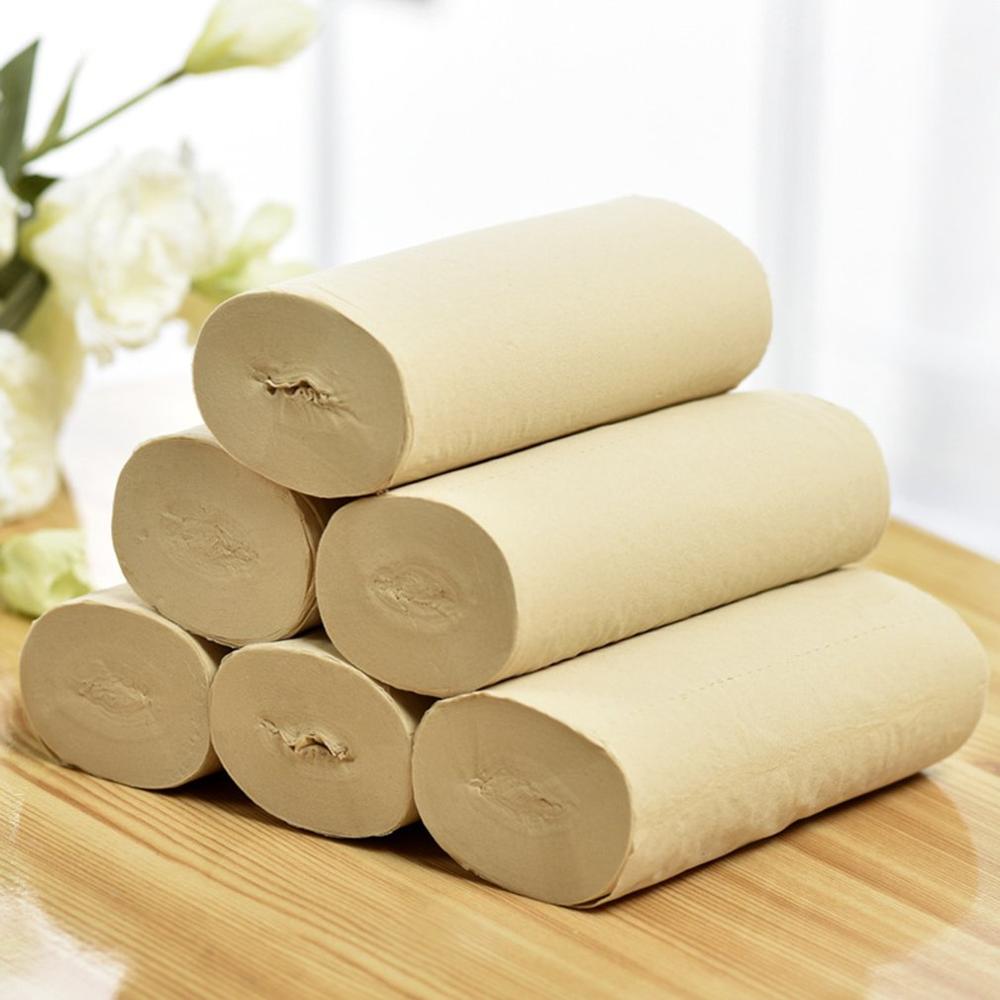 10 rolls per bag natural color bamboo pulp paper family pack coreless roll paper toilet paper