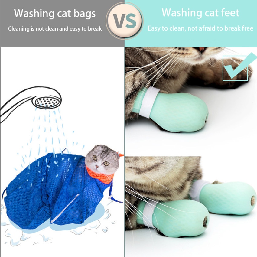 Protecteur de patte de chat réglable pour le bain chaussures anti-rayures en Silicone souple fournitures de toilettage pour chat
