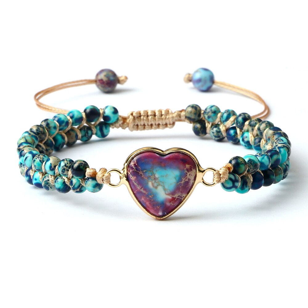 Clássico de pedra natural forma do coração charme macrame pulseira feminino masculino artesanal ajustável trançado pulseiras jóias presente da amizade: style 9