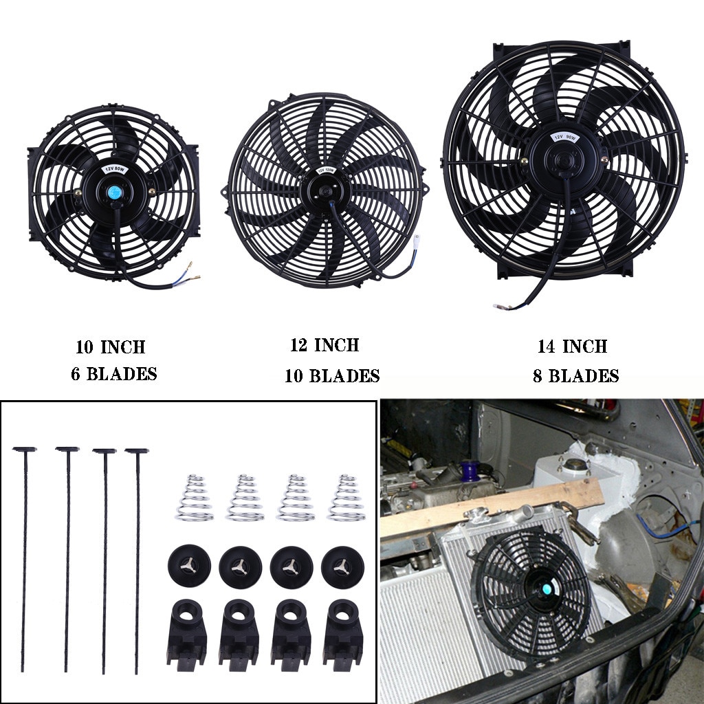 10/12/14 Inch Electric Fan 12V Radiator Oil Cooling Car Truck ATV Boat RV Electric Cooler Fan Car Electrical Appliances #Ger
