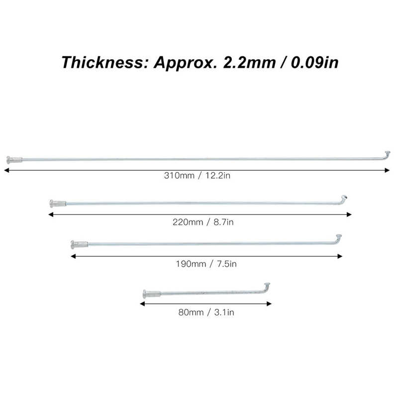 10pcs Bike Spokes13G Spokes 2.2mm Bike Spokes Stainless Steel Spokes Bicycle Tricycle Spokes Accessories Spokes Bicycle Parts