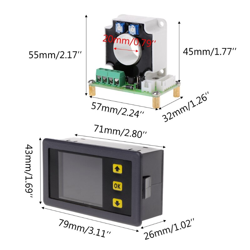Digitalt multimeter  dc 0-90v 0-100a voltmeter amperemeter effektmonitor w hall sensor multifunktionel tovejs meter