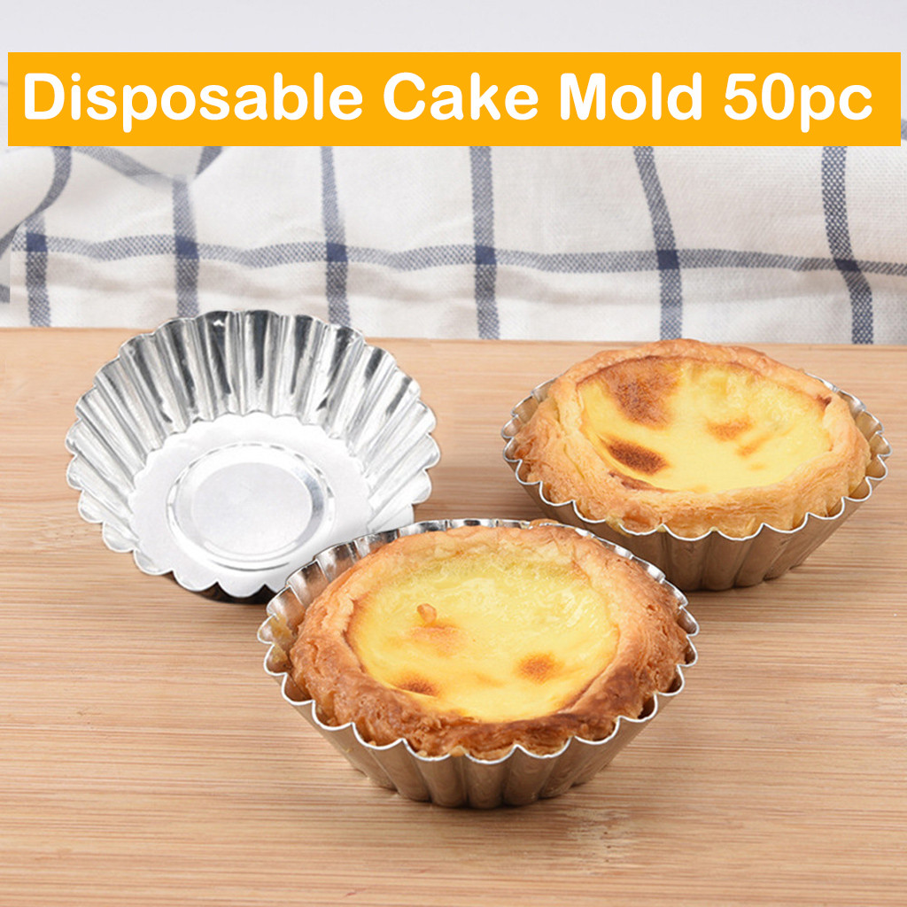 50pcs Egg Tart Molds Aluminum Cupcake Cake Cookie Lined Mold Mould Tin Baking Cups Kitchen Tool Reusable Nonstick Tartlets: Default Title
