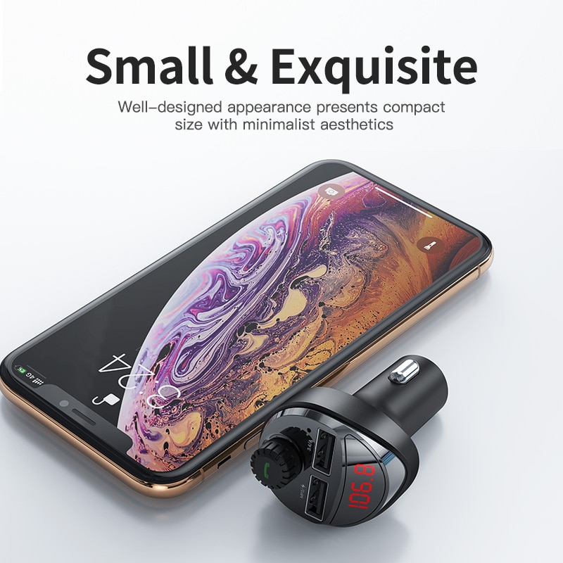 KUULAA Car Charger with FM Transmitter Bluetooth Receiver Audio MP3 Player TF Card Car Kit 3.4A Dual USB Car Phone Charger