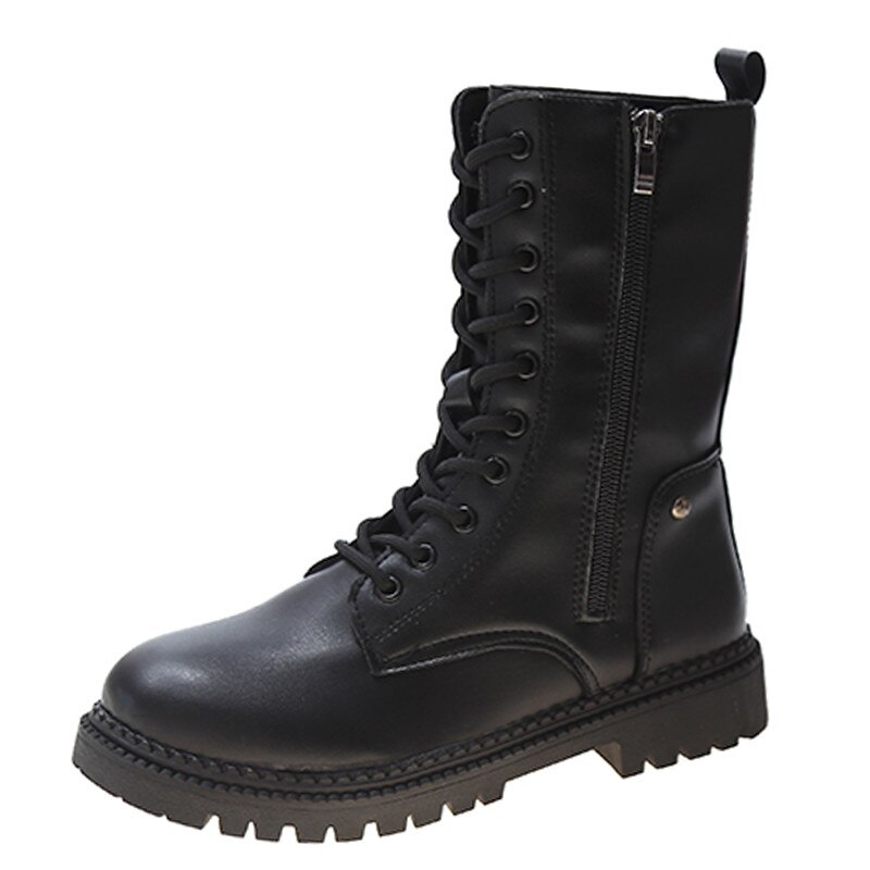 Buty białe buty ze skórki cielęcej zamek luksusowy projektant okrągły nosek niski głaz robić połowy łydki gumowe Med panie Lolita moda jesień