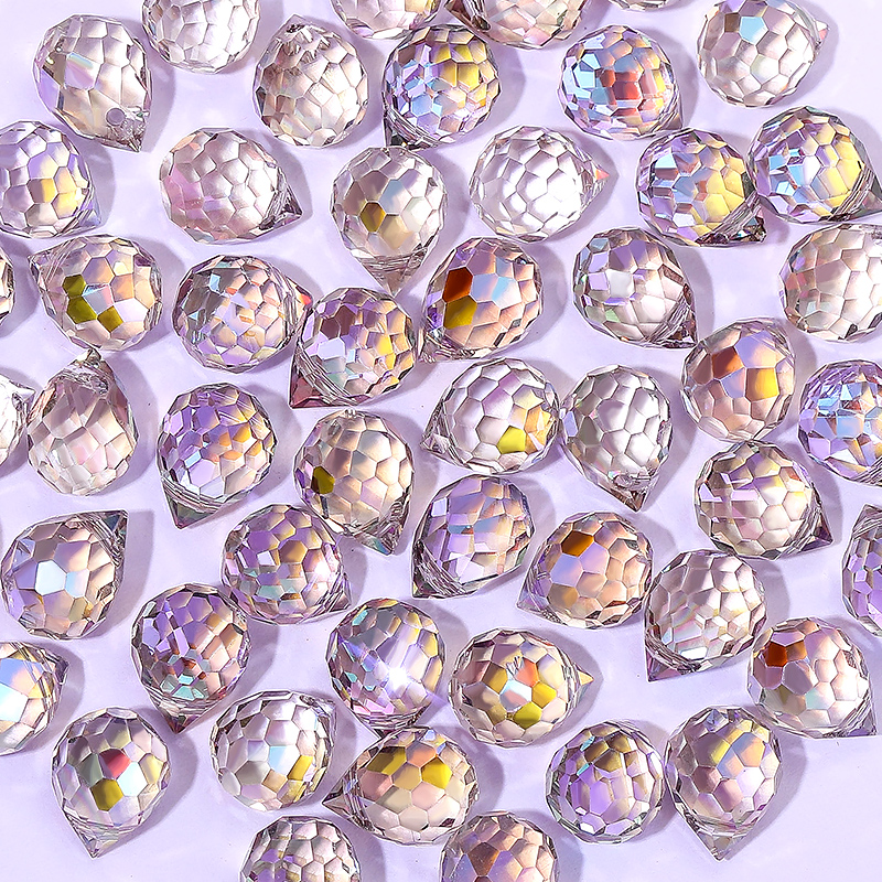 Cuentas de fresa de cristal de 10x8mm, cuentas de vidrio facetadas brillantes de Color AB para fabricación de joyería, pulseras DIY, accesorios para pendientes, 50 Uds.: Gris