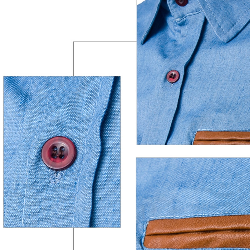 Men Denim Jeans Shirt Casual Long Sleeve Slim Fit Cotton Tops Shirts JS26