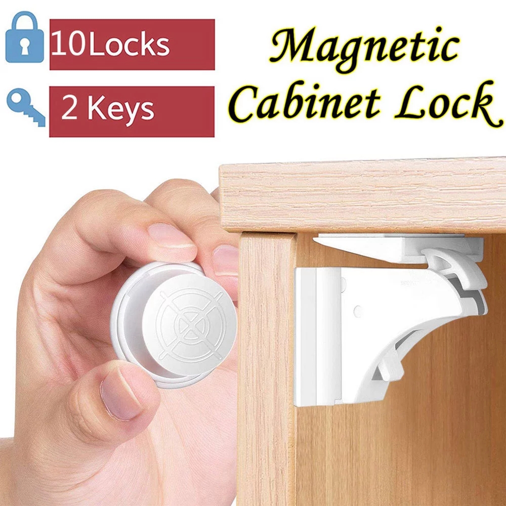 Kids Security Magnetic Child Lock Baby Safety Cabinet Drawer Door Lock Children Protection Invisible Lock No Drilling No Screws