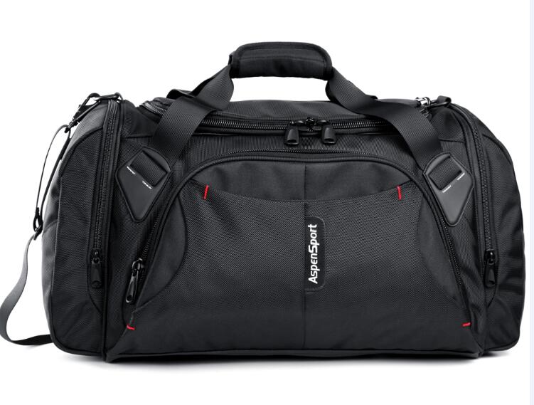 Aspensport bagage rejsetasker til mænd nylon duffle håndtaske stor organisator foldbare rygsække 40l kapacitet sort / rød / blå: Sort