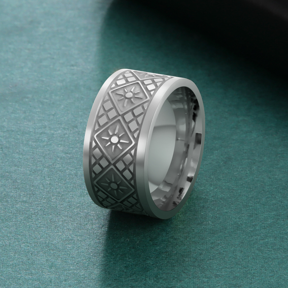 Skyrim Vintage Stainless Steel Geometric Men&#39;s Ring Simple Sun Women Finger Rings Streetwear Engagement Anniversary Jewelry