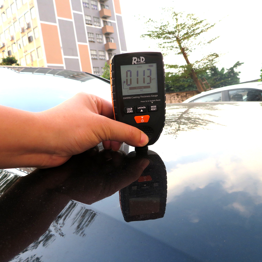 R & D GM998 voiture peinture revêtement épaisseur jauge voiture peinture galvanoplastie métal revêtement épaisseur testeur mètre 0-1500um Fe & NFe blanc