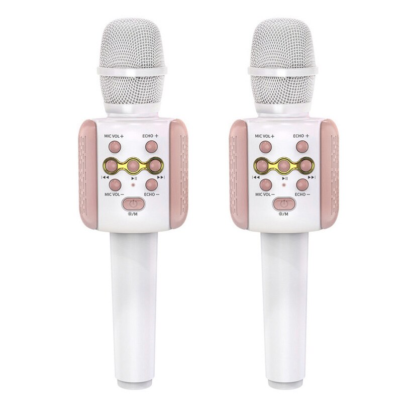 1200mAh Hand-held Wireless Microphones L858 Handheld Wireless Bluetooth 5.0 Karaoke Speech Microphone Speaker: 2 pink