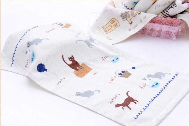Cotton Baby Towel Washcloth Baby Feeding Baby Face Towels Washers Hand Cute Cartoon Wipe Wash Cloth Super Soft Water Absorption: Green