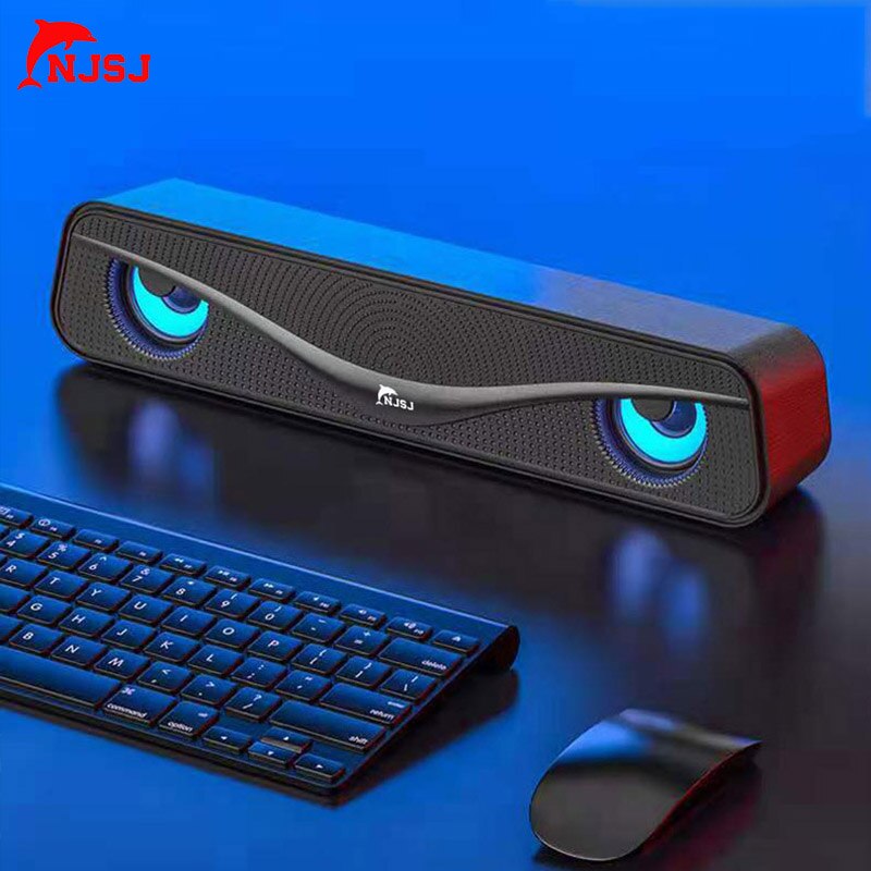 NJSJ Wired Column RGB Computer ​Speaker TV Soundbar Stereo Sound Home Theater Sound Bar TF USB For TV PC
