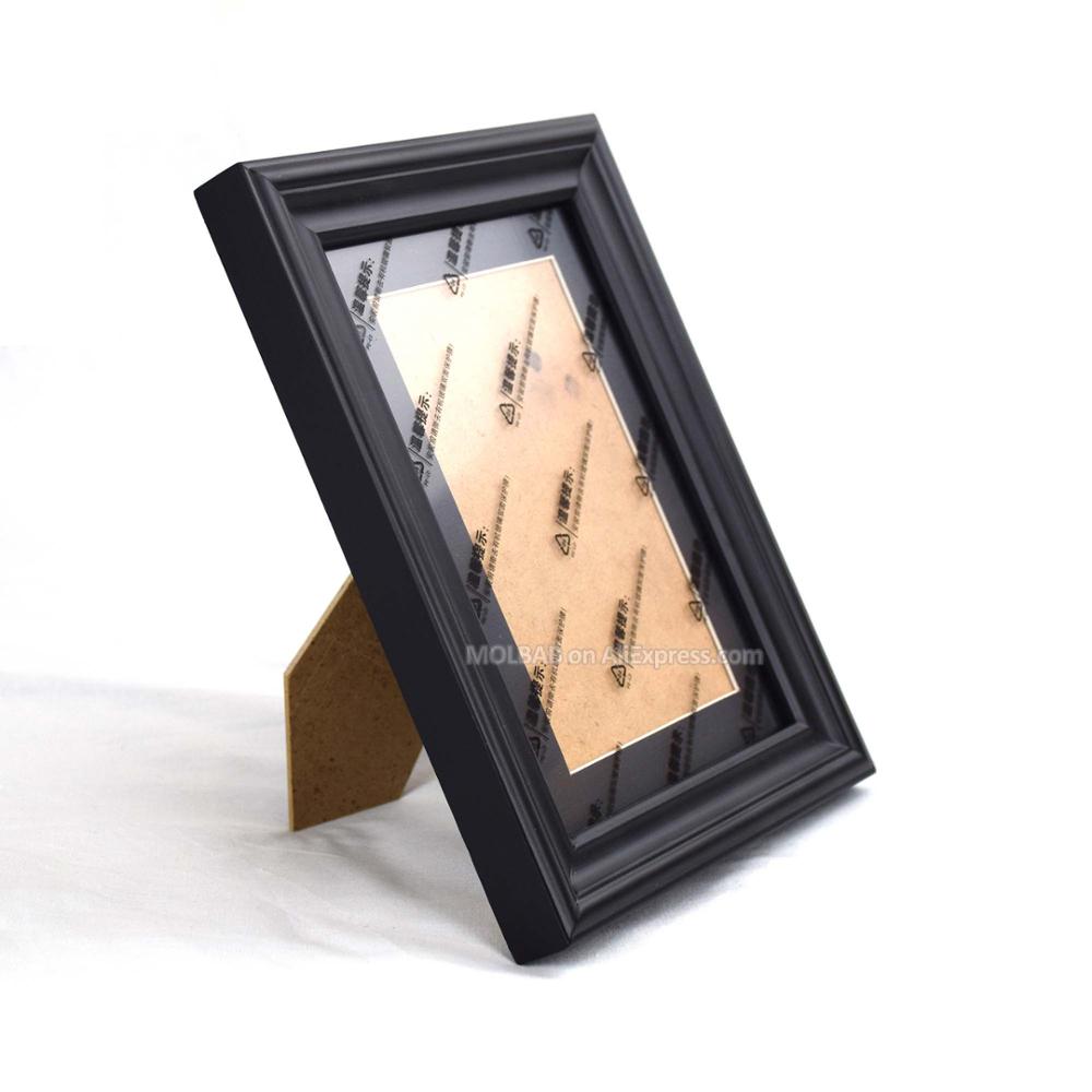 7X5 Inch Black Wood Tabletop Photo Picture Frame With Matboard Unique Style Wooden Molding Border Wall Mounted For Desk Decor: Black-BR