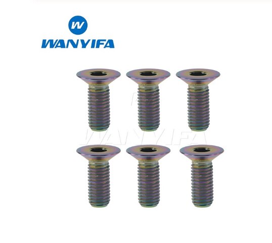 Wanyifa titan bolt  m6 x 10 15 25 30 35 40mm ti forsenkede skruer unbrakon flatt hode for sykkel tilbehør