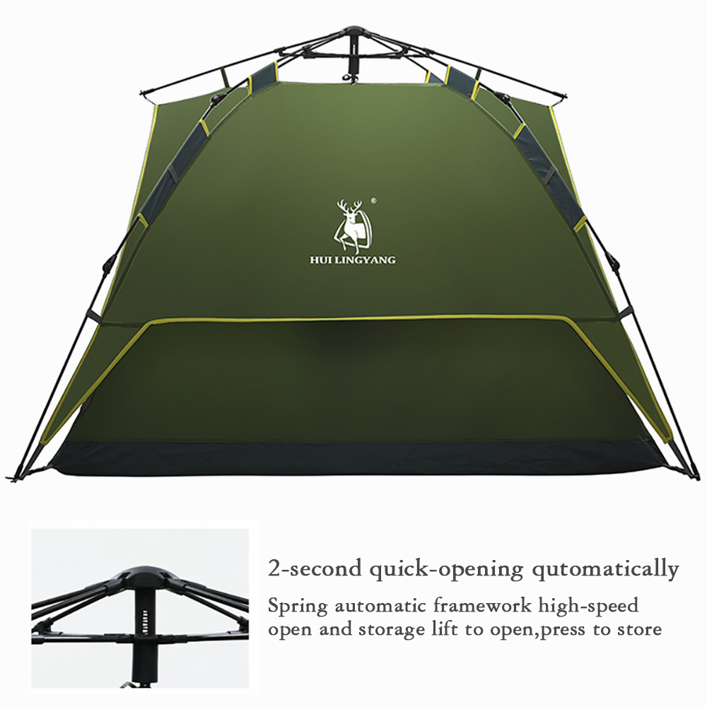 WolFAce-tienda de campaña automática para 3-4 personas, carpa de doble capa para exteriores, impermeable, configuración instantánea, portátil, para mochileros turísticos