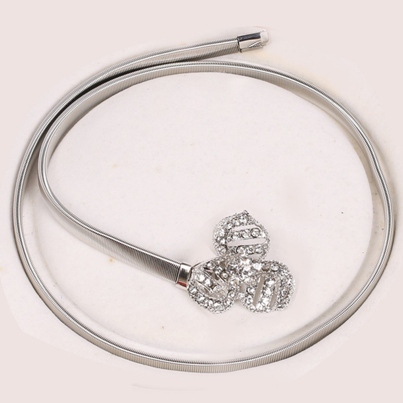 Oro rosa flor cintura cadena femenina chica estiramiento elástico apretado cinturón mujer Ropa Accesorios cinturón mujer
