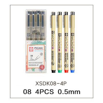 0.2mm-1mm sakura skitse farver mikron pen overlegen markører pen sæt fin liner pigma til tegning manga arkitektoniske kunstforsyninger: 08 (0.5mm) 4 stk