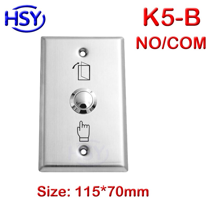HSY Stainless Steel Door Release Exit Button Optional LED Blue Backlight Emergency Push Switch For Access Control System: K5-B
