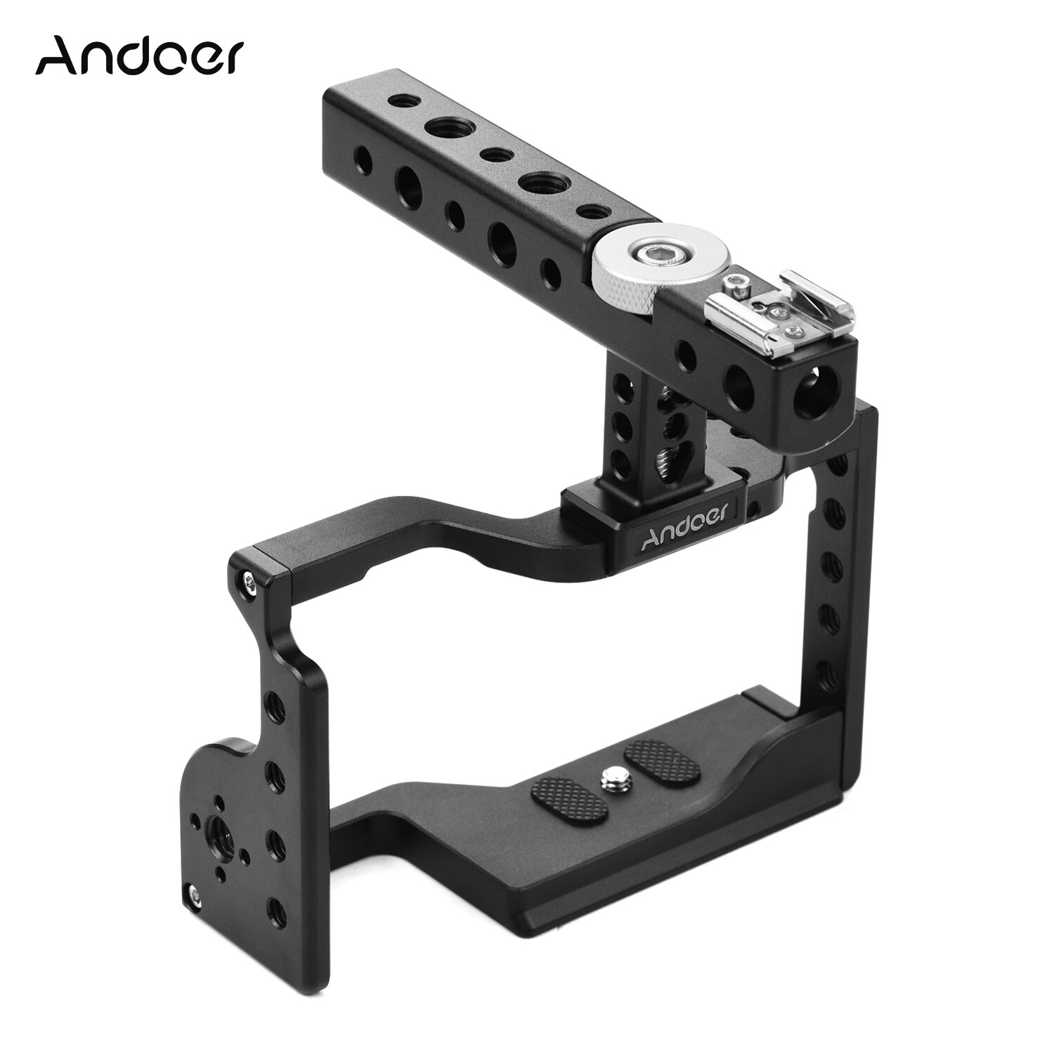Andoer Camera Cage Video Accessories Kit with Top Handle Camera Case Bracket Extension Thread Holes Cold Shoe Mount for Sony