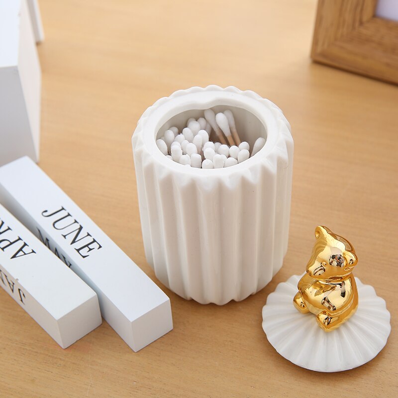 MINI Ceramic Animal Storage Jars Bear Rabbit Cover Spices Candy Tank Container Coffee Jewelry Kitchen Organizer Decoration Craft