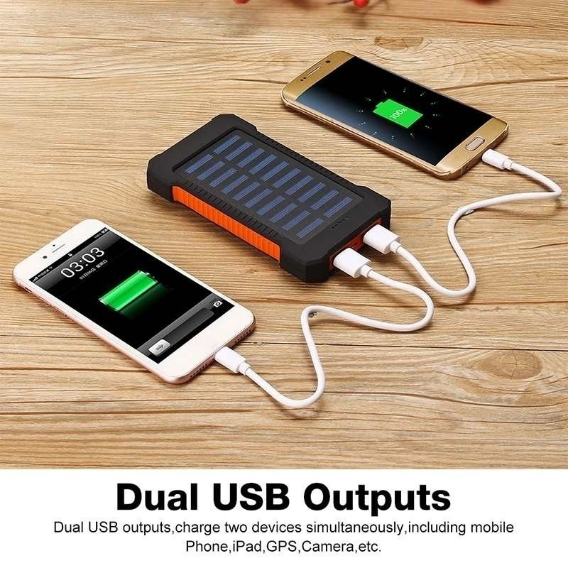 Batería Externa de carga rápida para móvil, cargador Solar de 30000mAh, PD15W, resistente al agua, con linterna, para viajes al aire libre, Xiaomi y iPhone